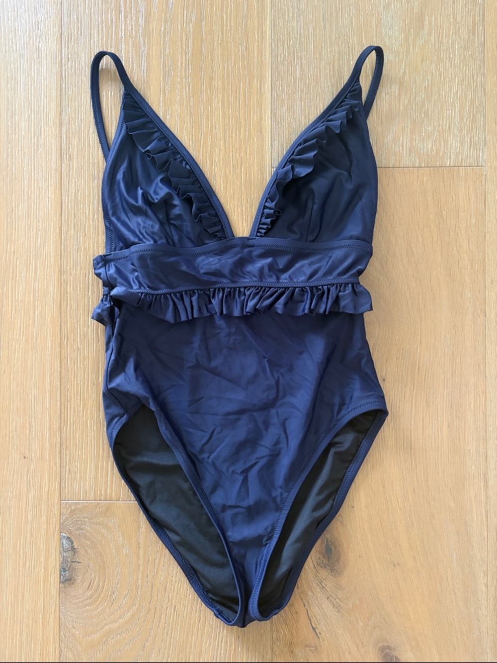 Jcrew women’s Navy blue ruffle swimsuit